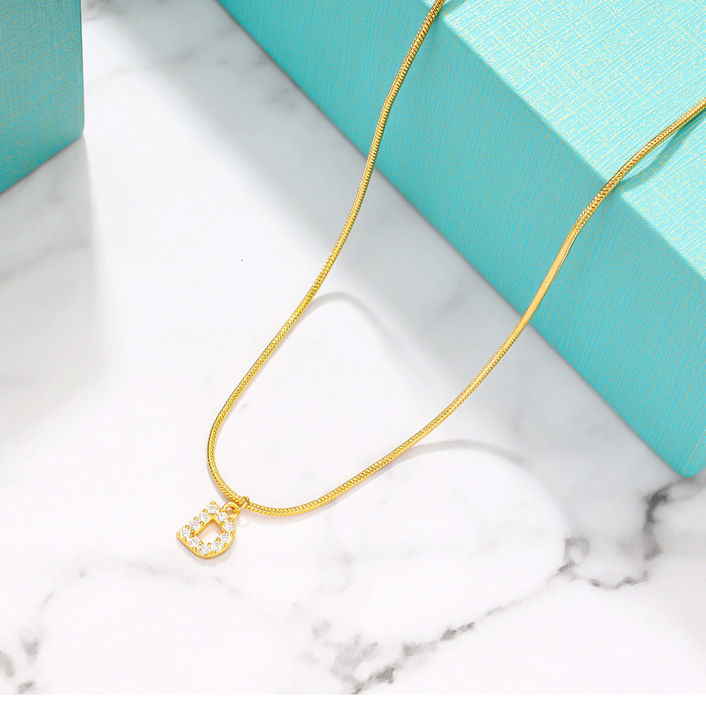 Diamond Letter Pendant Necklace