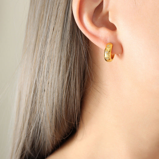 Era 18K Gold Vintage Pave Hoop Earrings
