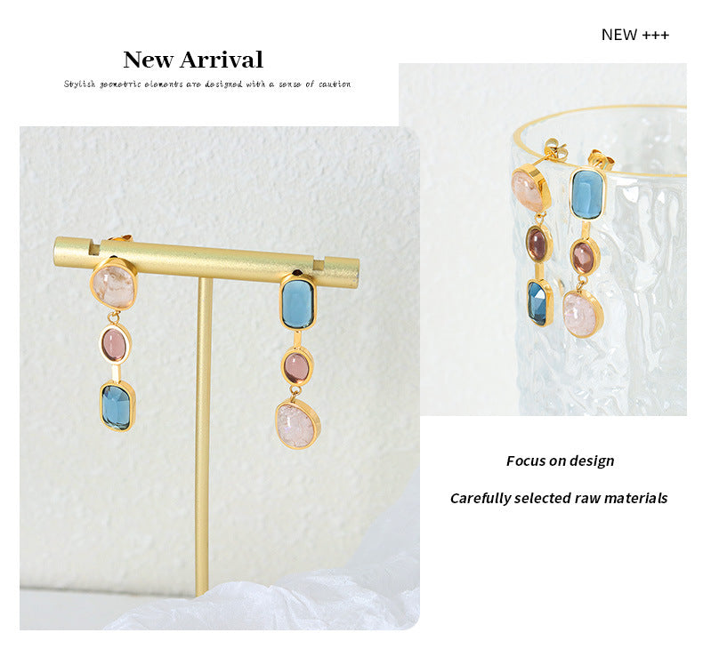 Iris Prism 18K Gold Rainbow Drop Earrings