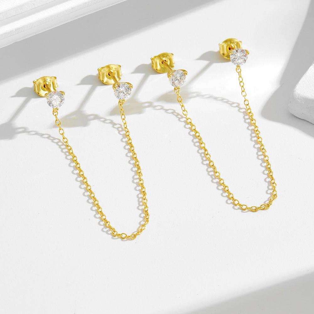 Velvet Chain Tassel Zircon Earrings