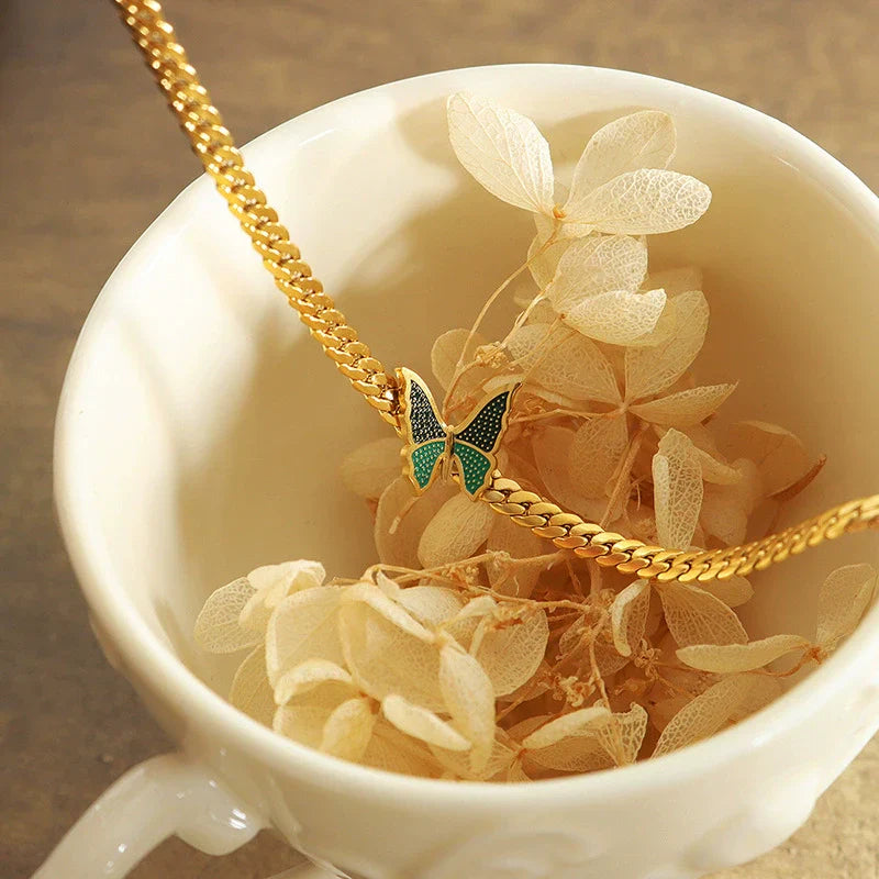 Drip Butterfly Bracelet and Anklet Set