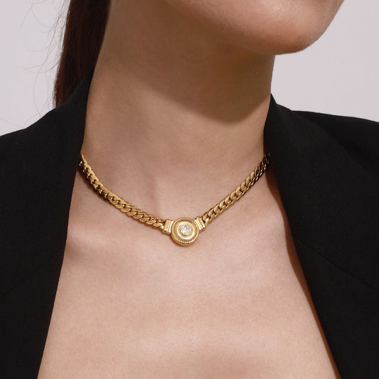 Serpentine 18K Gold Pave Spiral Choker