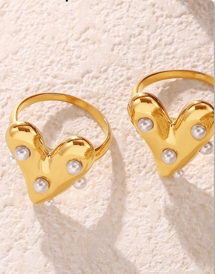 18K gold-plated pearl heart jewelry set