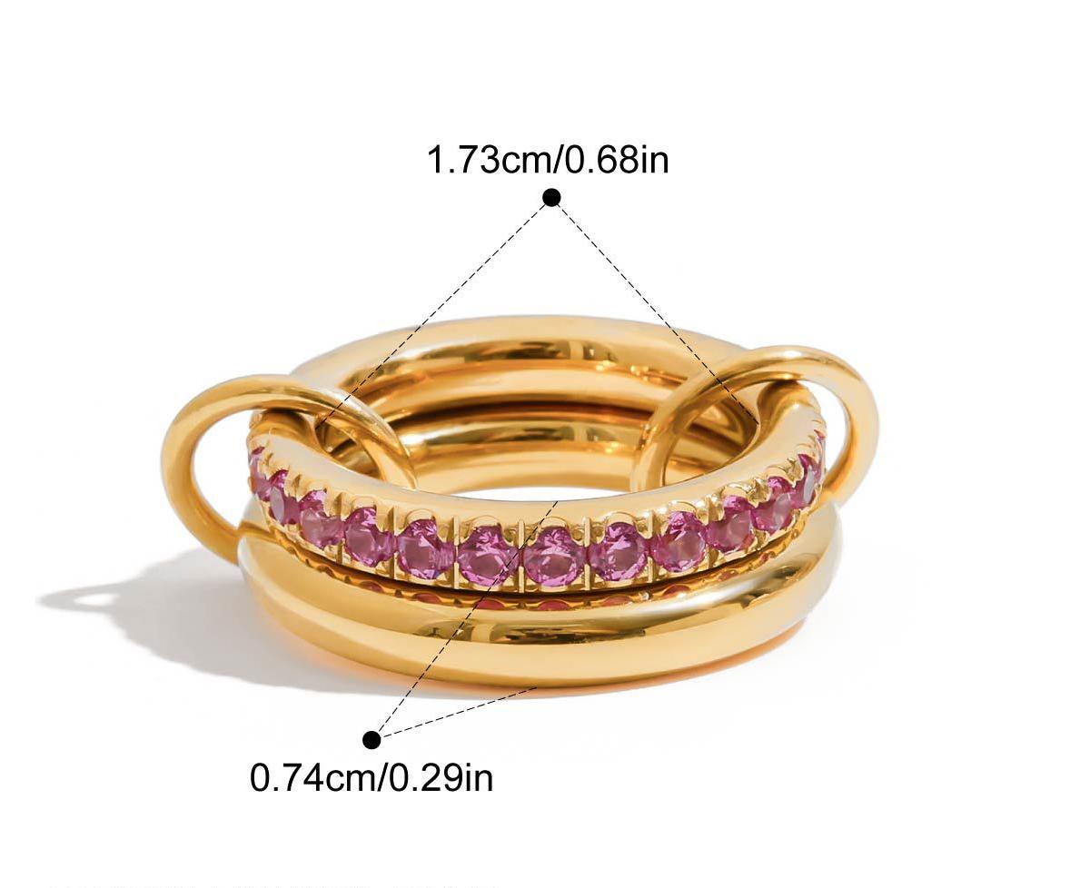 Colorful Diamond Double Band Stacking Ring