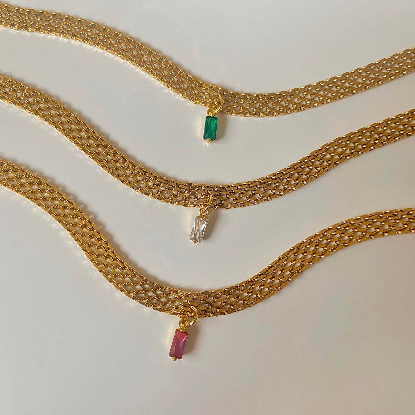 Woven Necklace with Multicolor Natural Crystals