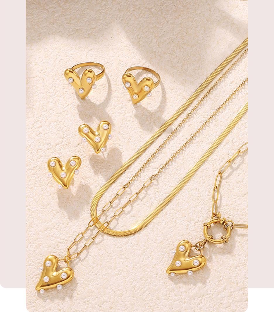 18K gold-plated pearl heart jewelry set