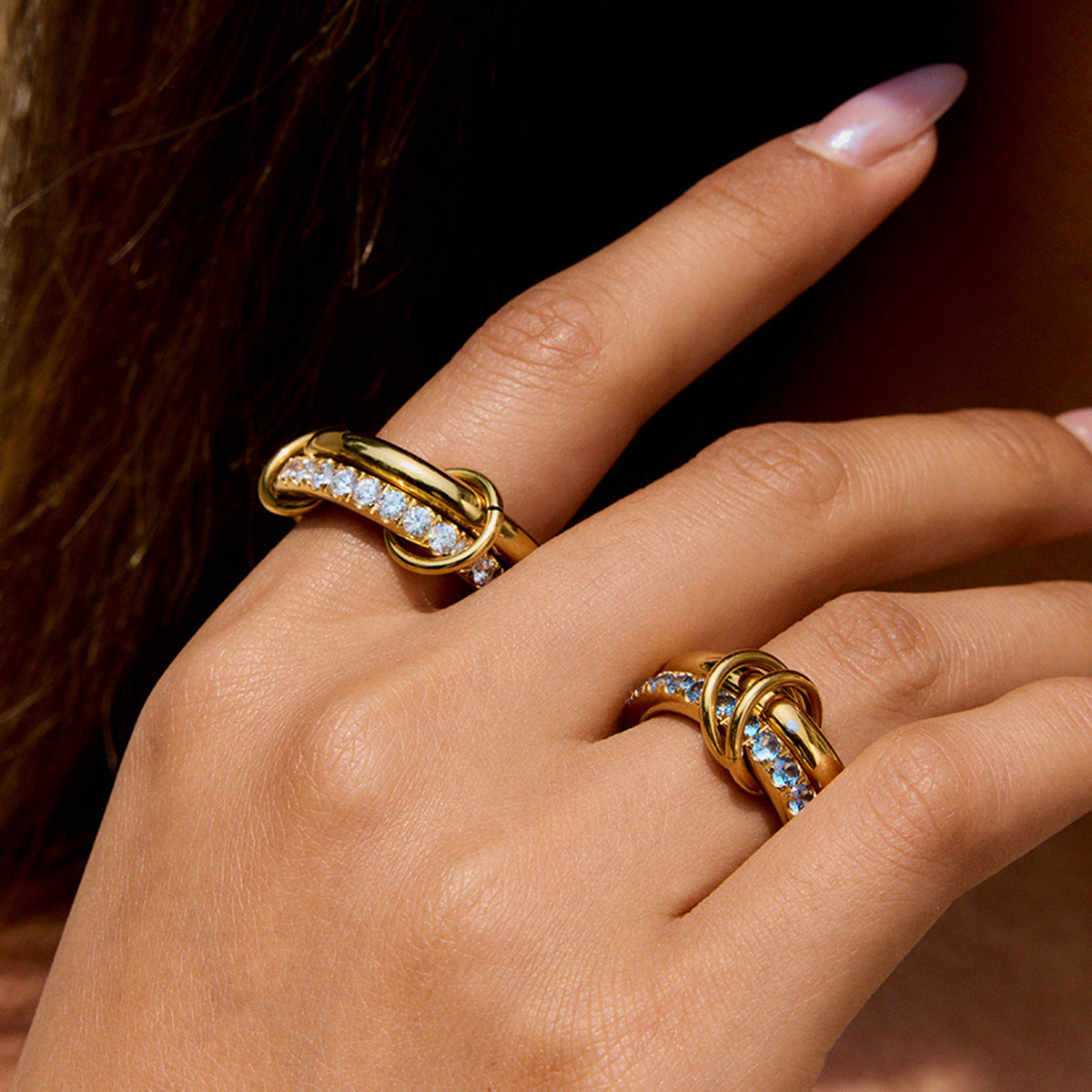 Colorful Diamond Double Band Stacking Ring
