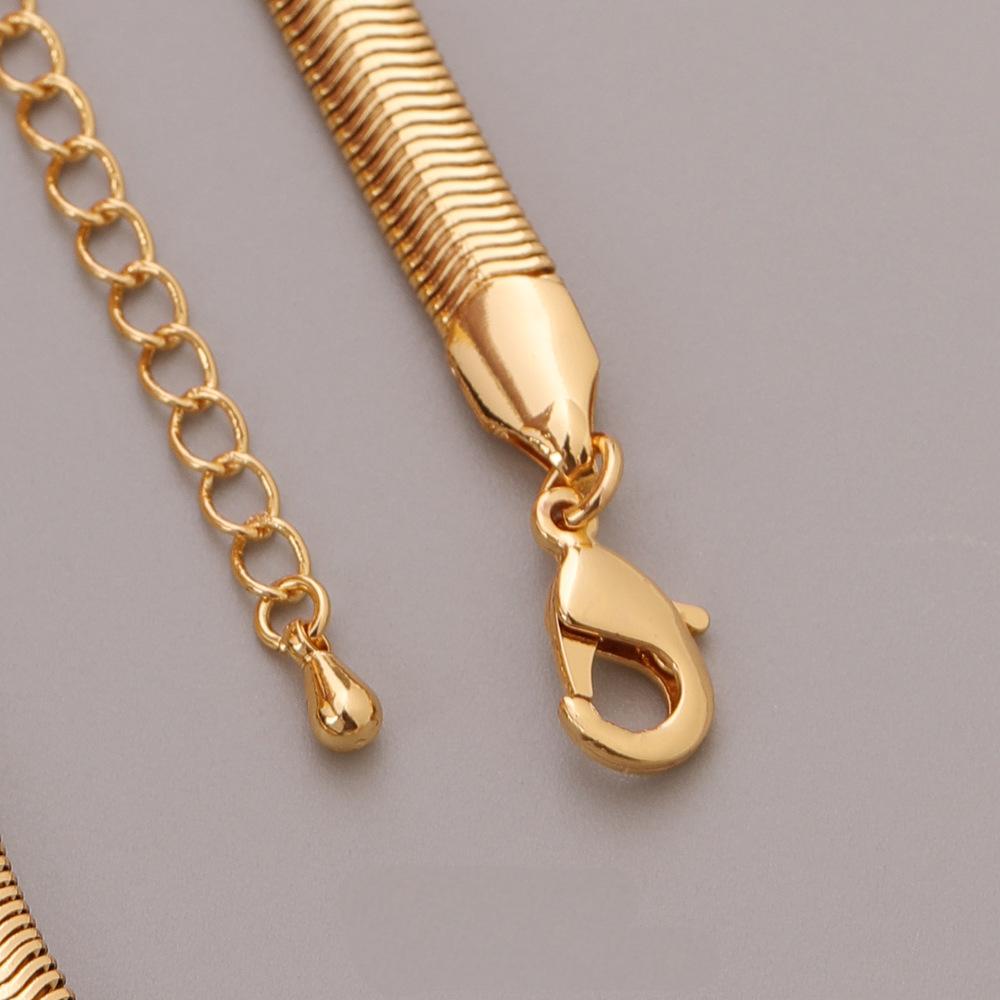 14K Gold Flat Snake Chain Fashion Thick Vintage Statement Necklace