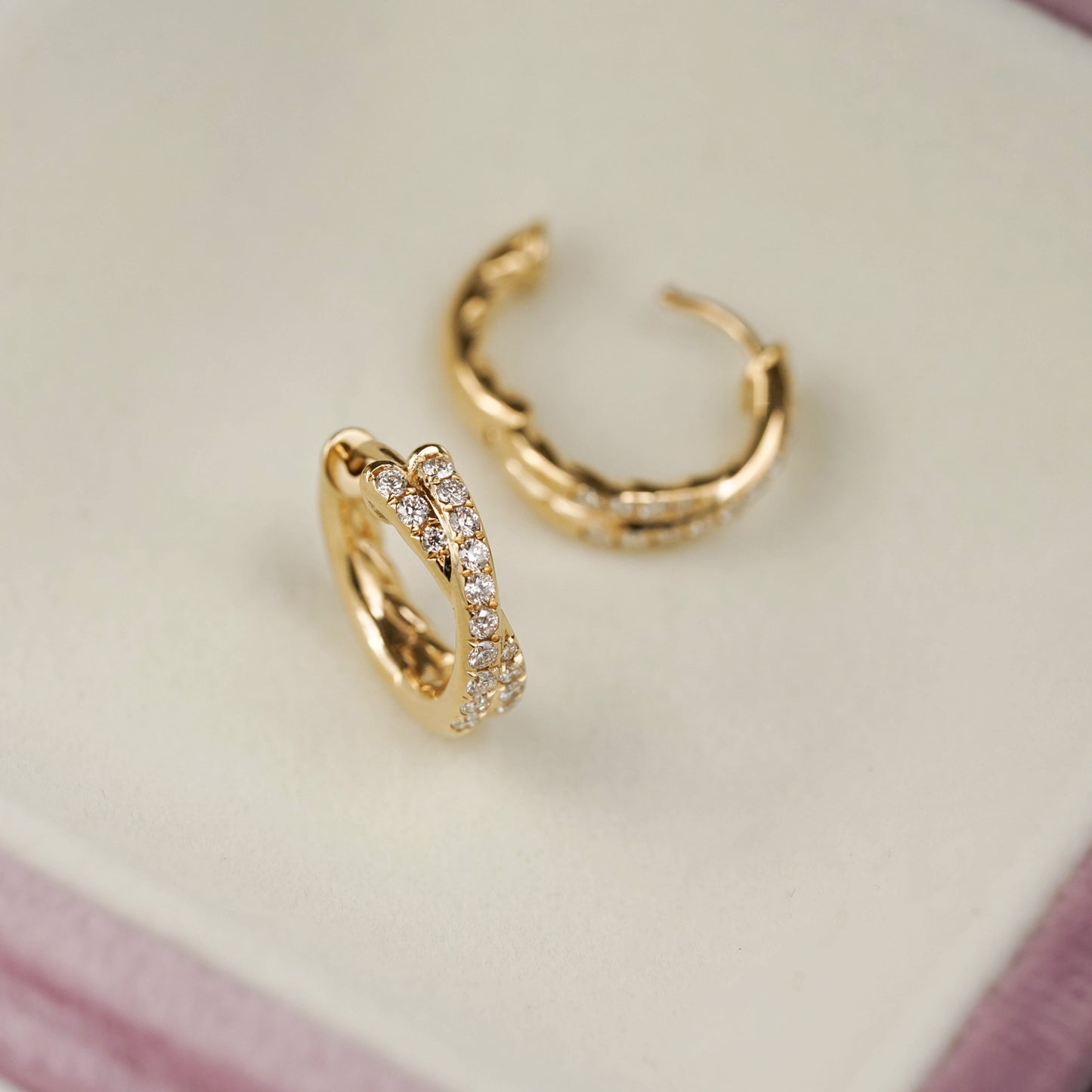 Twisted Double Row Huggie Earrings