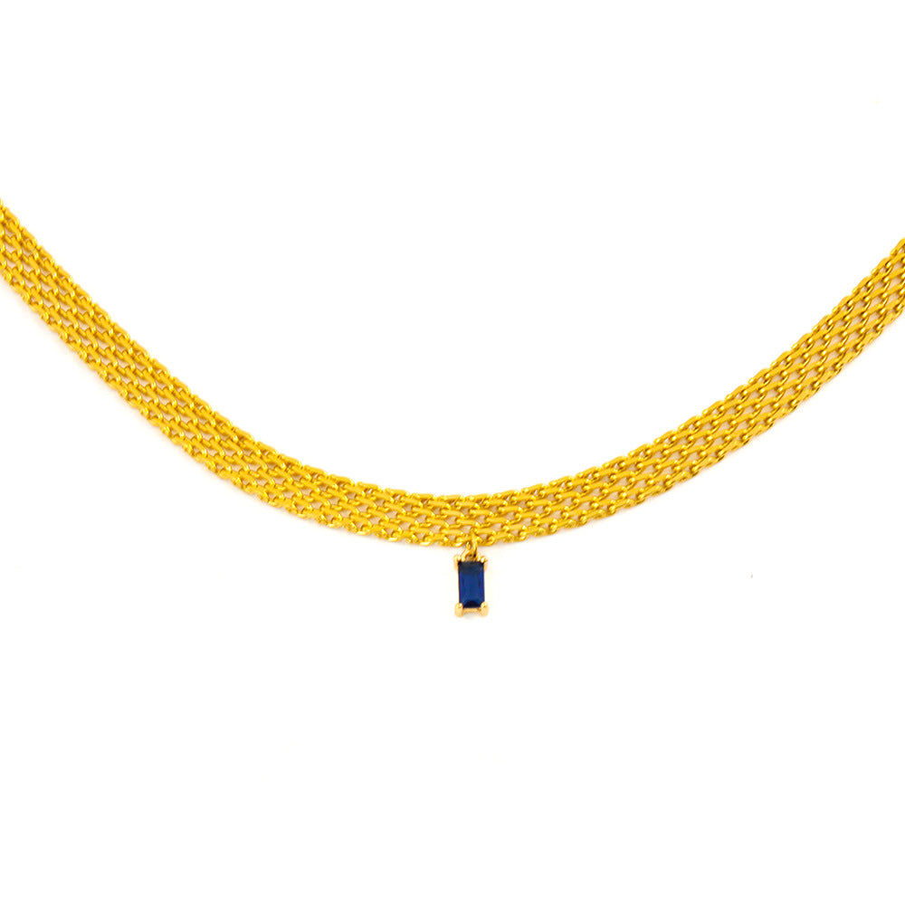 Woven Necklace with Multicolor Natural Crystals