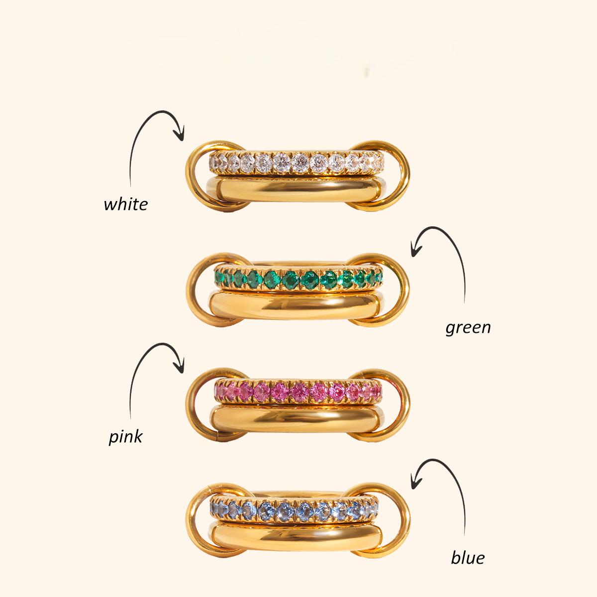 Colorful Diamond Double Band Stacking Ring