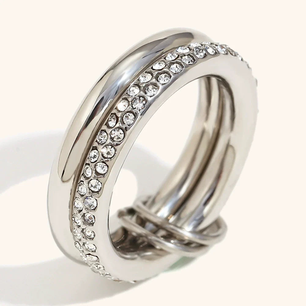 Diamond Double Layer Stacking Ring