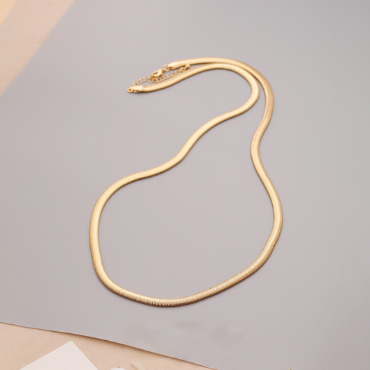 14K Gold Herringbone Snake Chain Necklace