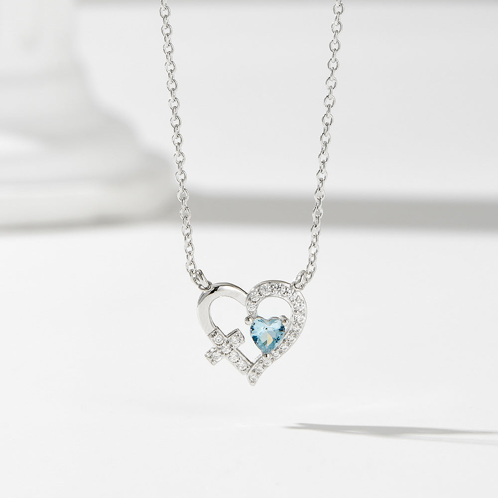 Eternal Cross Heart Zircon Necklace