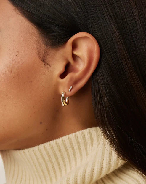 Mixed Metal Crossover Hoop Earrings