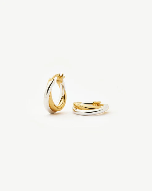 Mixed Metal Crossover Hoop Earrings