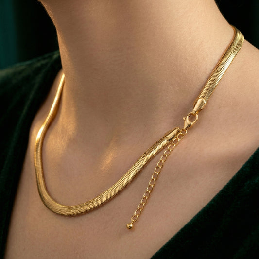 Liquid Gold 18K Vermeil Flat Snake Statement Chain