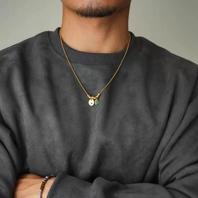 18K Gold-Plated American Retro Aventurine Pendant