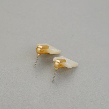 14K Gold Mother of Pearl Square Earrings