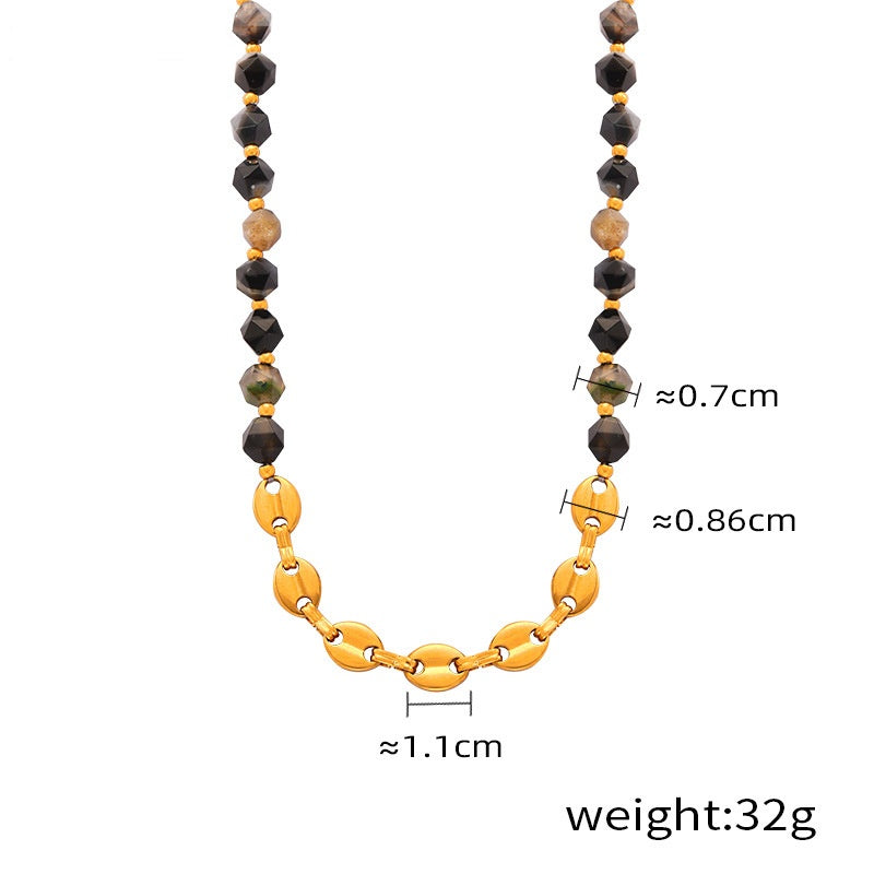 Gemstone Handcrafted Beaded Gold Necklace and Bracelet Set