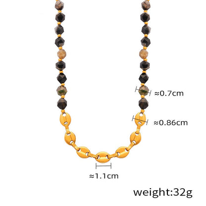 Gemstone Handcrafted Beaded Gold Necklace and Bracelet Set