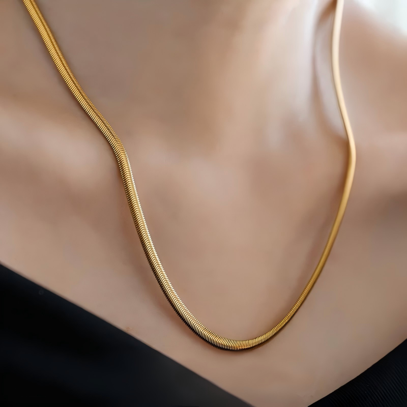 Liquid Gold 18K Vermeil Flat Snake Statement Chain
