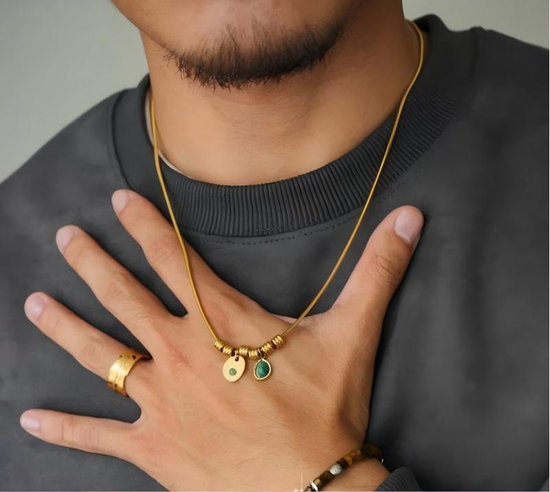 18K Gold-Plated American Retro Aventurine Pendant