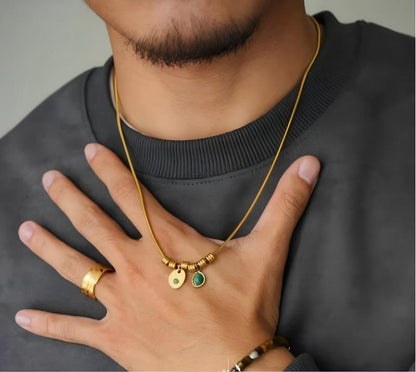 18K Gold-Plated American Retro Aventurine Pendant