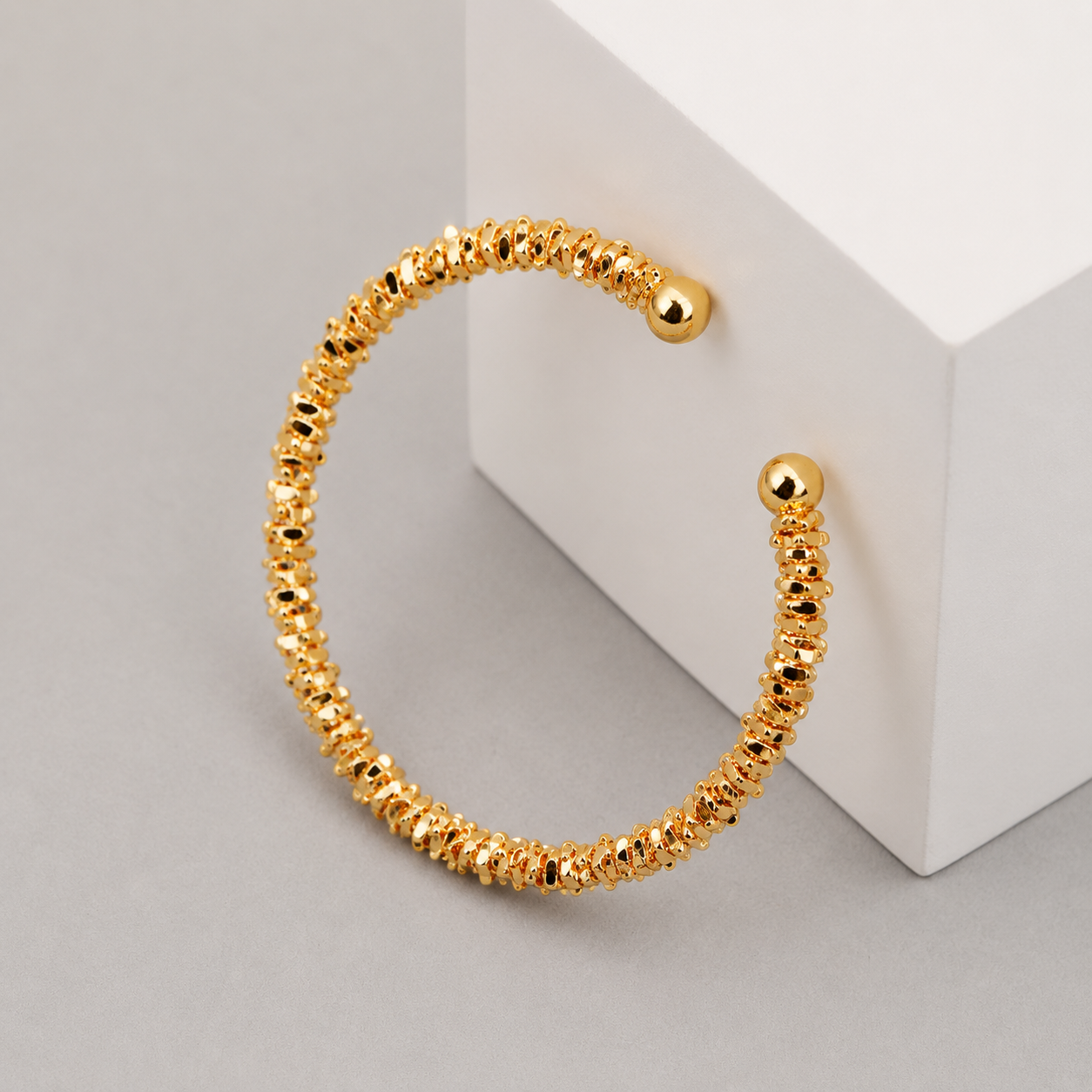 14K Gold Ripple Cuff Bracelet