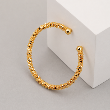 14K Gold Ripple Cuff Bracelet