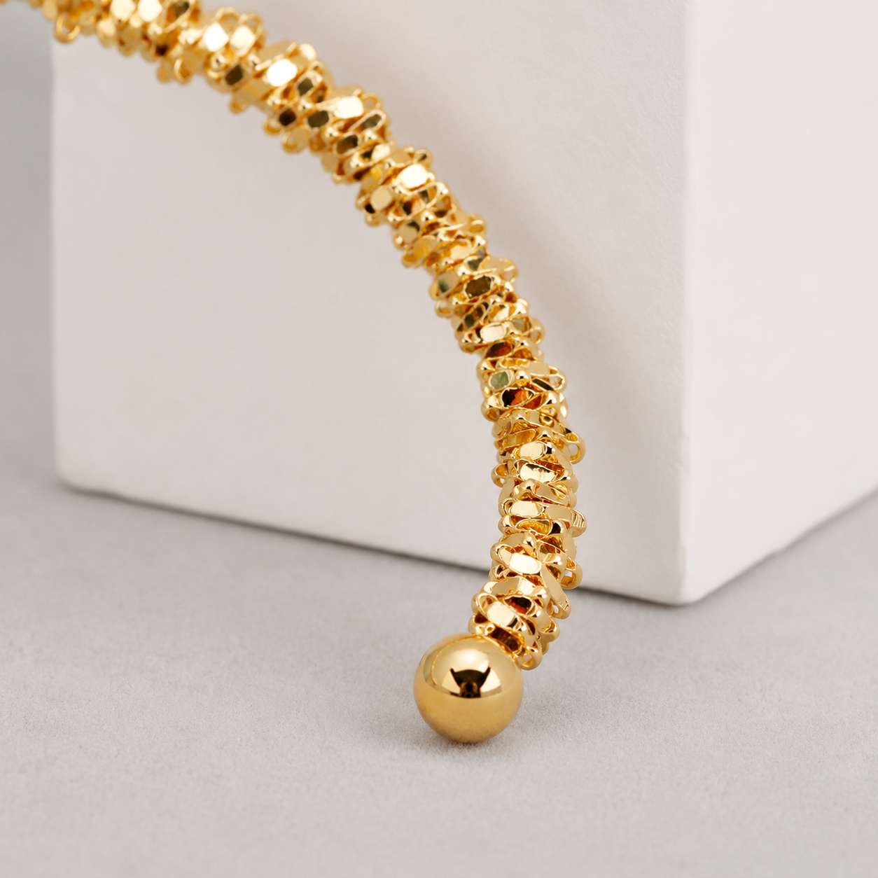 14K Gold Ripple Cuff Bracelet
