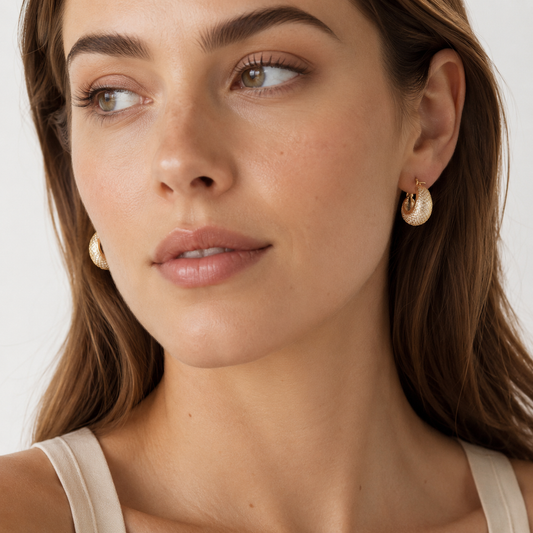 14K Gold Mother of Pearl Hoop Earrings