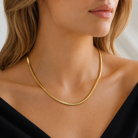 14K Gold Herringbone Snake Chain Necklace