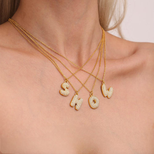 18K Gold Diamond Alphabet Necklace – A to Z Personalization
