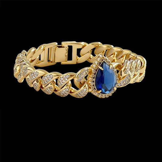 Sapphire Drop Cuban Bracelet