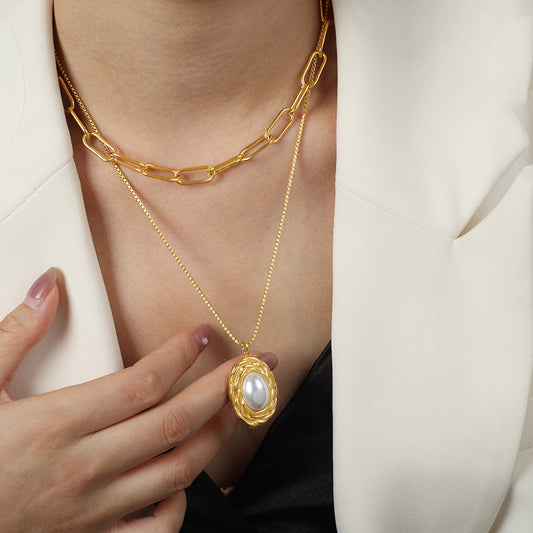 Vintage Muse 18K Gold Double Layered Pearl Necklace