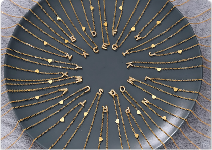 14K Gold Diamond Alphabet Jewelry Set