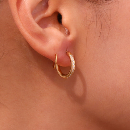 14K Gold Diamond-Encrusted Spiral Stud Earrings