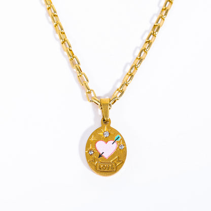 14K gold hand-painted pattern pendant