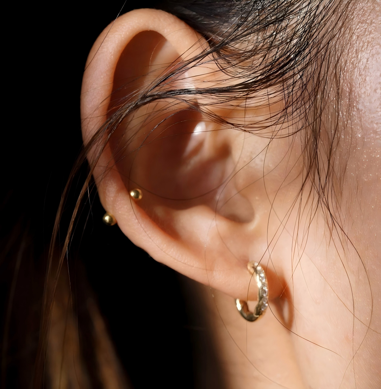 French Twist CZ Huggie Earrings