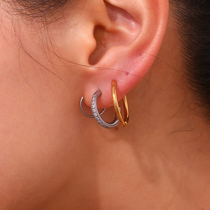 14K Gold Diamond-Encrusted Spiral Stud Earrings
