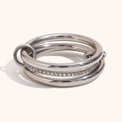 14K Gold Multi-layer Two-color Diamond Ring