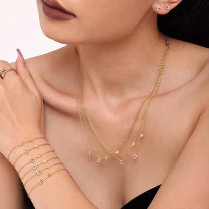 14K Gold Diamond Alphabet Jewelry Set