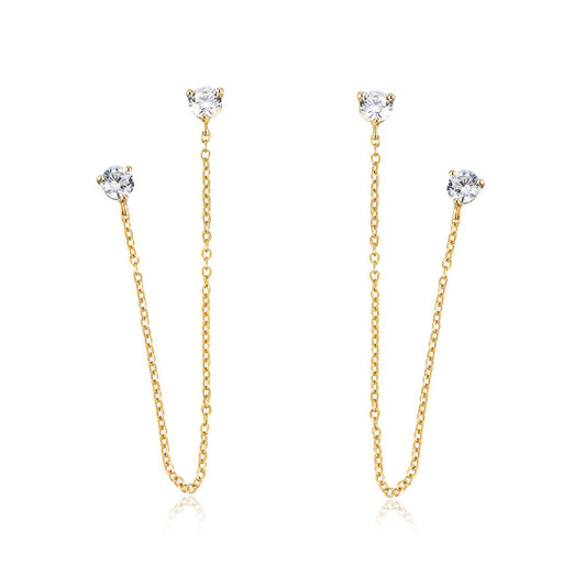 Velvet Chain Tassel Zircon Earrings