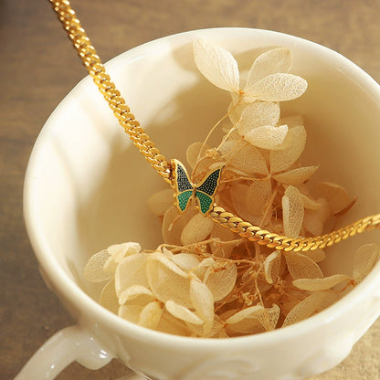 14K Gold Drip Butterfly Chain Bracelet & Anklet Jewelry Set