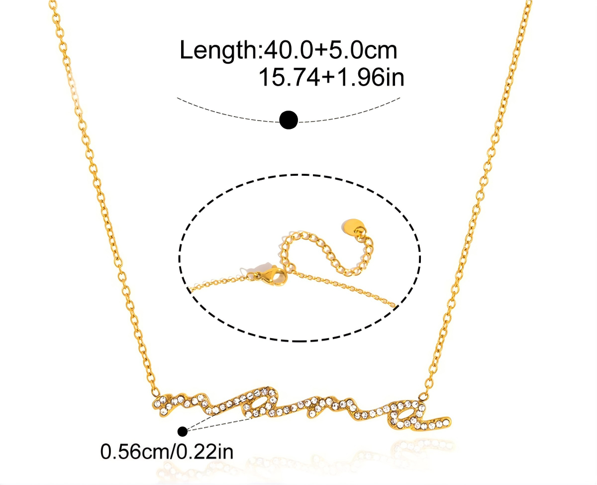 MAMA Diamond Letter Necklace – 18K Gold Plated Moissanite Mother's Day Gift