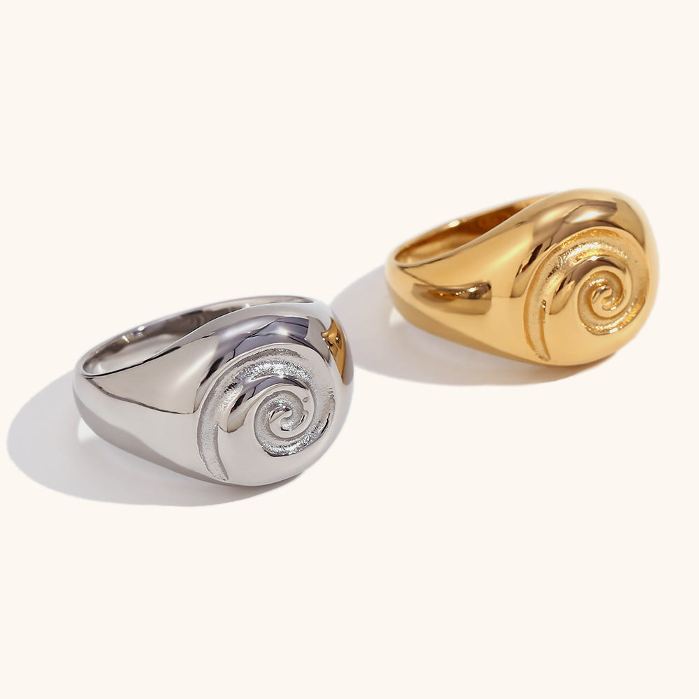 Solaris 18K Gold Sculptural Spiral Dome Ring