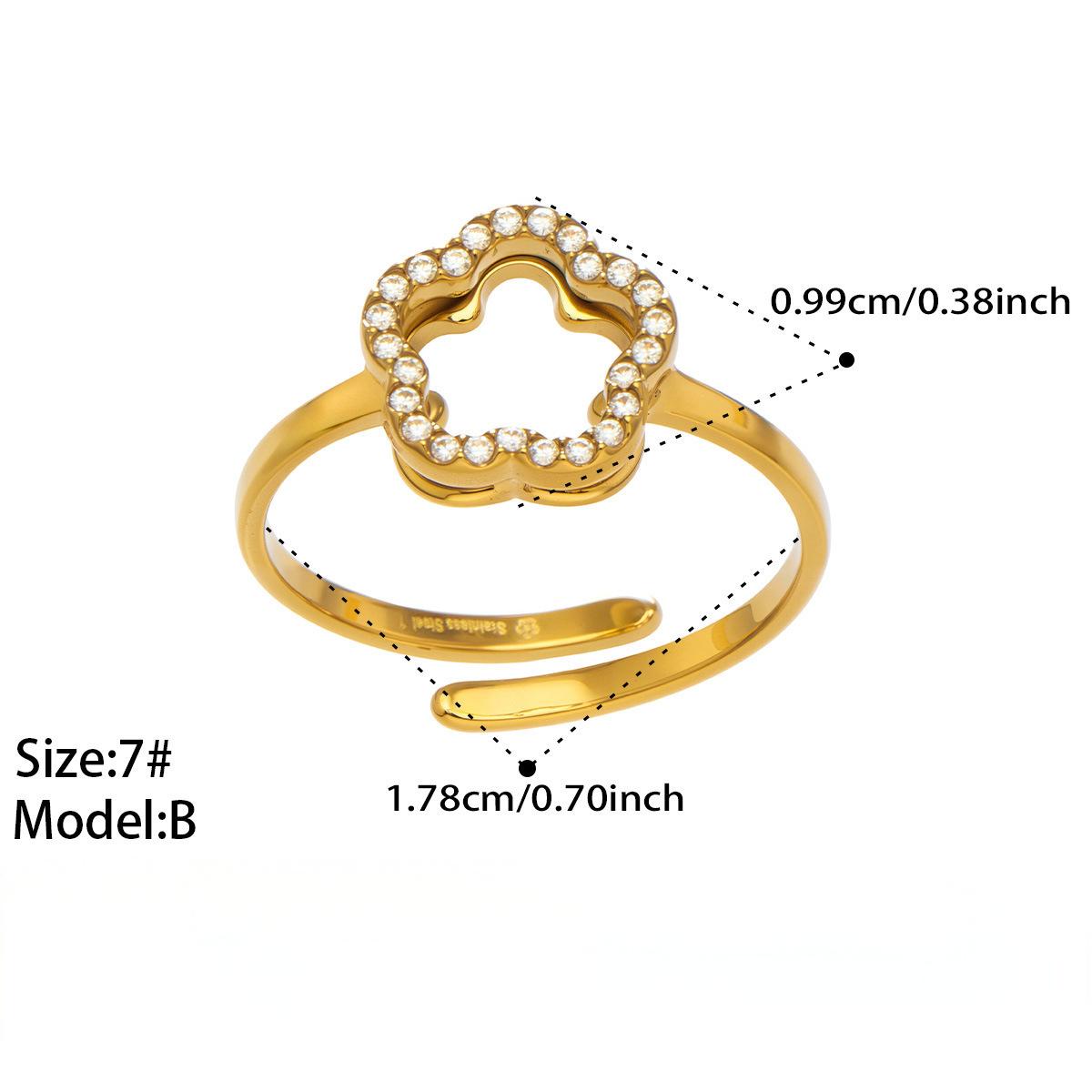 18K Gold Plated Floral Zirconia Bead Necklace & Bracelet Set with Geometric Earrings & Rings Jewelry Set