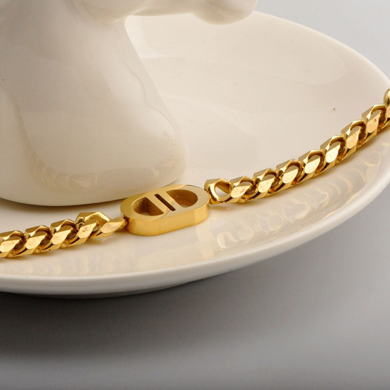 14K Gold Letter Double D Collar Chain