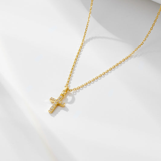 Halo 18K Gold Vermeil Cross Pendant Necklace
